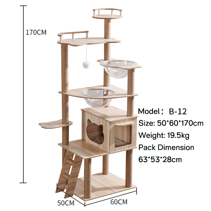 Multi-Level Wooden Cat Tower