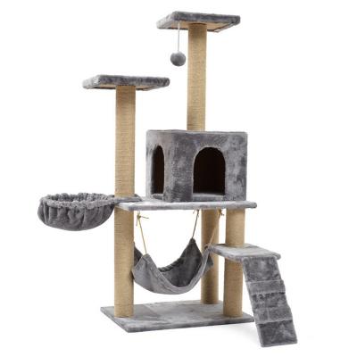 Grey Plush Cat Tower