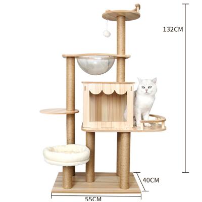 Multi-Level Wooden Cat Tower