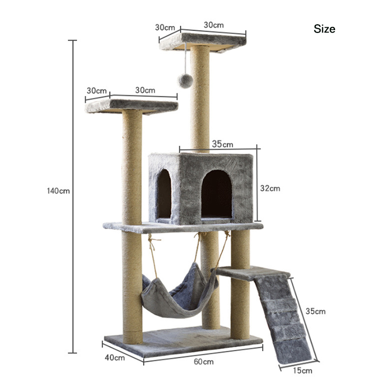 Customized Grey Plush Cat Tower for Cat Climbing