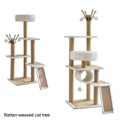 Rattan-Weaved Cat Tree
