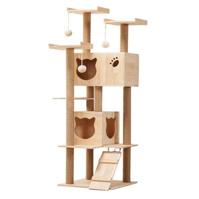 Solid Wood Floor to Ceiling Cat Tower