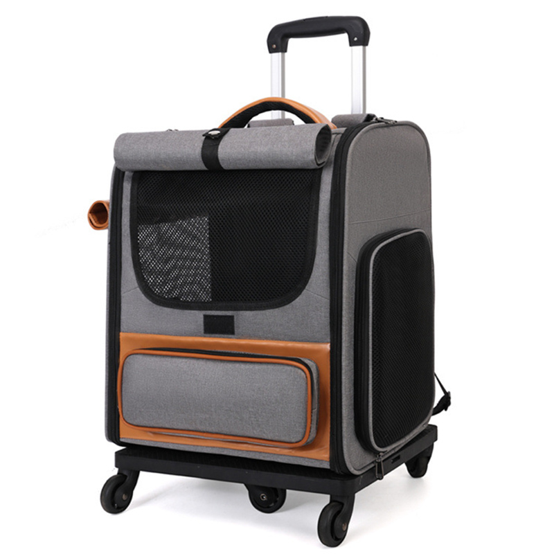 Foldable Pet Carrier Backpack and Trolley with Spinner Wheels